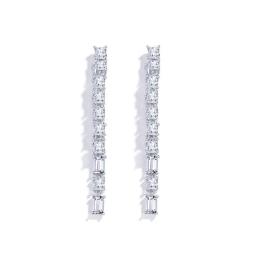 Tennis Double Cascade Drop Earrings with Clear Cubic Zirconia