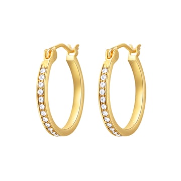 Eternity Mix Carrier Hoop Earrings 18mm Clear Crystal Gold Plated