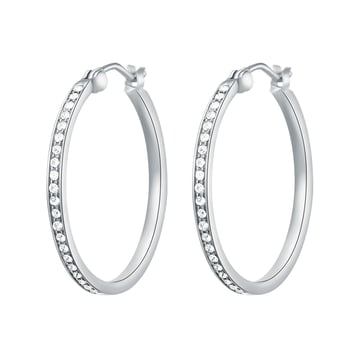 Eternity Mix Carrier Hoop Earrings 26mm Clear Crystal Rhodium Plated