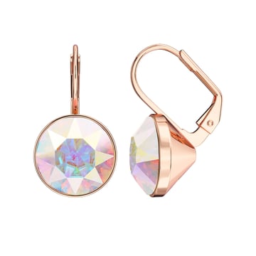 Bella Earrings 6 Carat Drop Earrings Crystal Aurore Boreale Crystals Rose Gold Plated