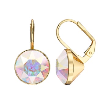 Bella Earrings 6 Carat Drop Earrings Crystal Aurore Boreale Crystals Gold Plated