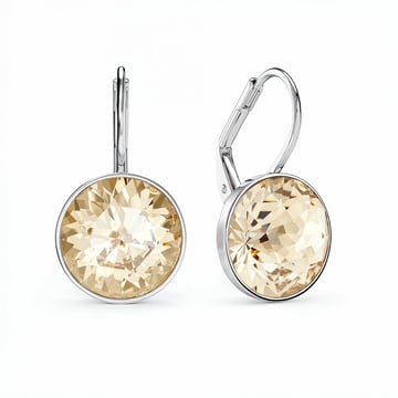 Bella Earrings 6 Carat Drop Earrings Champagne Crystals Rhodium Plated