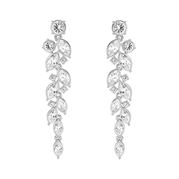 Paloma Drop Earrings with Clear Swarovski Crystals Rhodium Plated