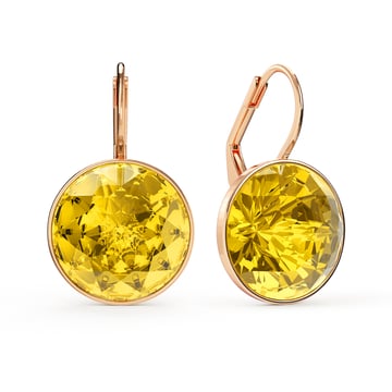 Bella Earrings 10 Carat Drop Earrings Light Topaz Crystals Rose Gold Plated