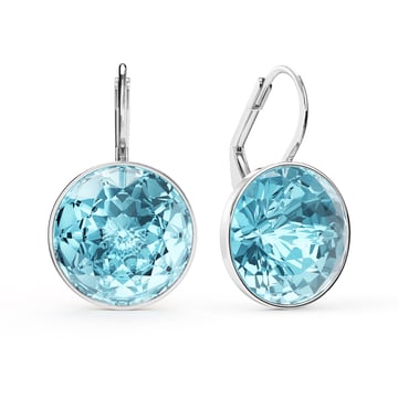 Bella Earrings 10 Carat Drop Earrings Aquamarine Crystals Rhodium Plated