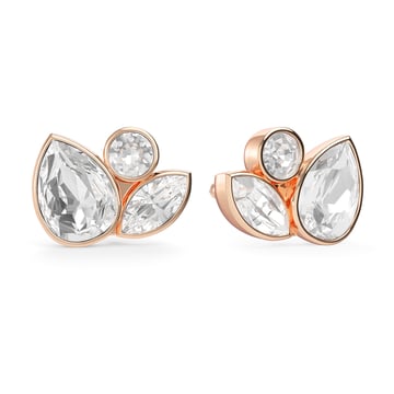 Katia Drop Mix Carrier Earrings Clear Rose Gold Plated
