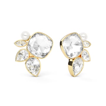 Katelyn Mix Statement Carrier Earrings Clear Gold Plated