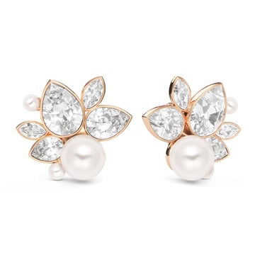 Chloe Mix Statement Carrier Earrings Clear Rose Gold Plated