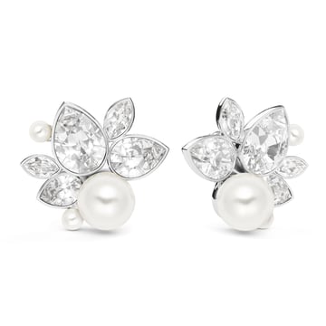 Chloe Mix Statement Carrier Earrings Clear Rhodium Plated