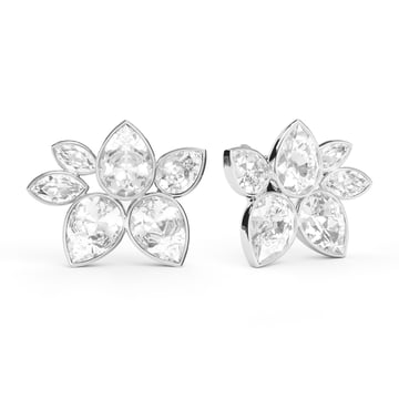 Robyn Mix Drop Carrier Earrings Clear Rhodium Plated