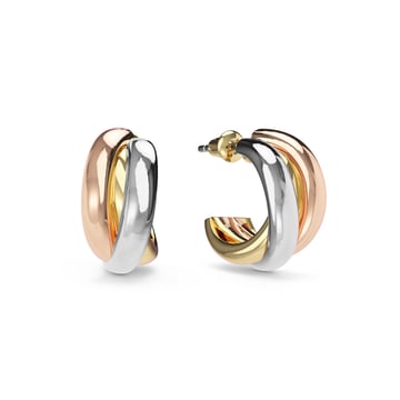 Trinity Hoop Earrings Tri Gold Plated