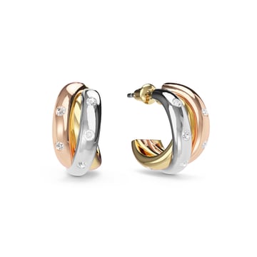 Trinity Studded Hoop Earrings Tri Gold Plated Clear