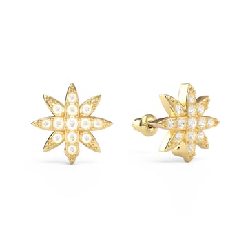 Polaris Star Mix Stud Earrings Clear Crystals Gold Plated