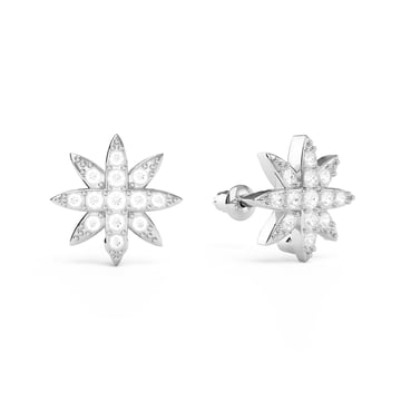 Polaris Star Mix Stud Earrings Clear Crystals Rhodium Plated
