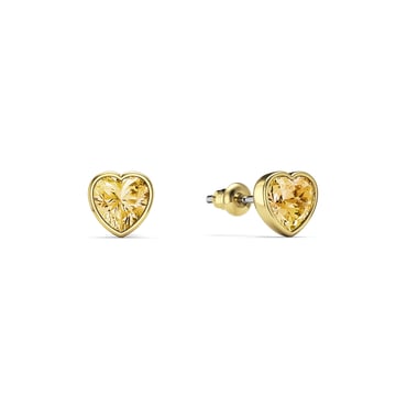 Heart Lifelong Stud Earrings with Crystal Golden Shadow Crystals Gold Plated