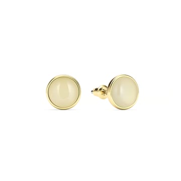 Round Petite Cabochon Stud Earrings Amazonite Gold Plated