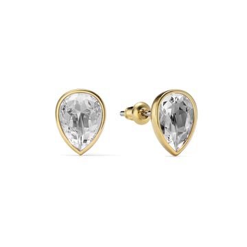 Teardrop Stud Earrings with Clear Crystals Gold Plated