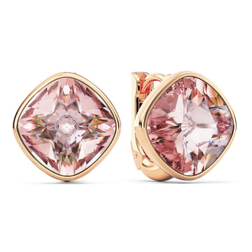 Cushion Statement Hoop Earrings with Vintage Rose Crystals Rose Gold Plated
