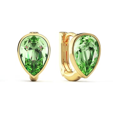 Teardrop Statement Hoop Earrings with Peridot Crystals Gold Plated