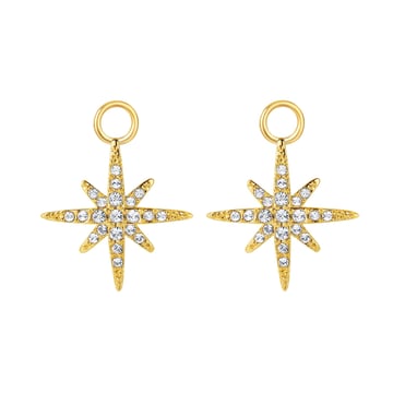 Polaris Star Mix Hoop Earring Charms made with Clear Swarovski Crystals Gold Plated