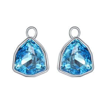 Trillion Statement Mix Hoop Earring Charms made with Aquamarine Swarovski Crystals Rhodium Plated