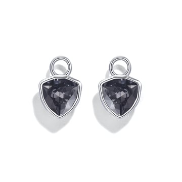 Trillion Mini Mix Charms with Crystal Silver Night Swarovski Crystal Rhodium Plated