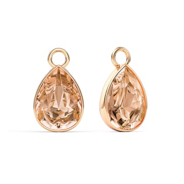 Statement Teardrop Mix Charms with Light Peach Swarovski Crystals Rose Gold Plated
