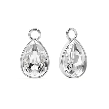Statement Teardrop Mix Charms with Clear Swarovski Crystals Rhodium Plated
