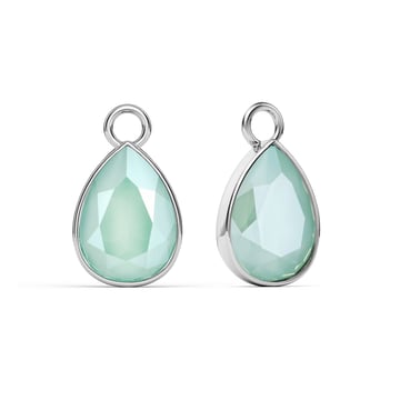 Statement Teardrop Mix Charms with Crystal Mint Green Swarovski Crystals Rhodium Plated