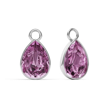Statement Teardrop Mix Charms with Light Amethyst Swarovski Crystals Rhodium Plated