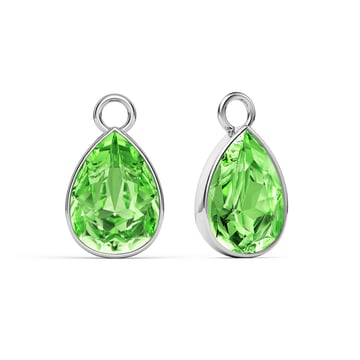 Statement Teardrop Mix Charms with Peridot Swarovski Crystals Rhodium Plated
