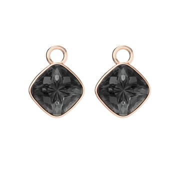 Cushion Mix Charms with Crystal Silver Night Swarovski Crystal Rose Gold Plated
