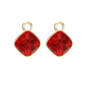 Cushion Mix Charms with Light Siam Swarovski Crystal Gold Plated