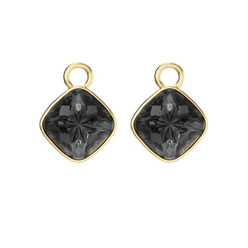 Cushion Mix Charms with Crystal Silver Night Swarovski Crystal Gold Plated