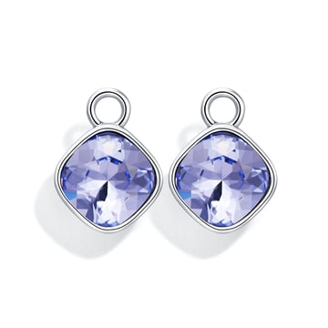 Cushion Mix Charms with Provence Lavender Swarovski Crystal Rhodium Plated