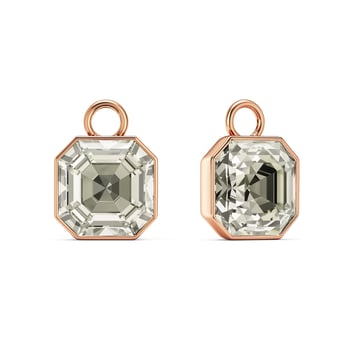 Asscher Mix Charms with Crystal Silver Shade Crystals Rose Gold Plated