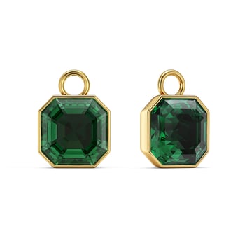Asscher Mix Charms with Emerald Crystals Gold Plated