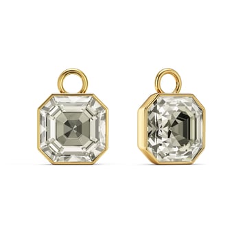 Asscher Mix Charms with Crystal Silver Shade Crystals Gold Plated