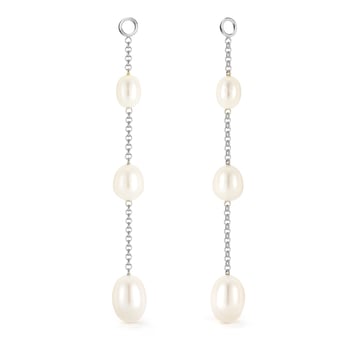 Triple Drop Freshwater Pearl Mix Charm Rhodium Plated