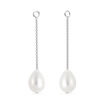 Single Drop Pear Freshwater Pearl Mix Charm Rhodium Plated