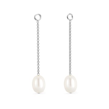 Petite Drop Freshwater Pearl Mix Charms Rhodium Plated