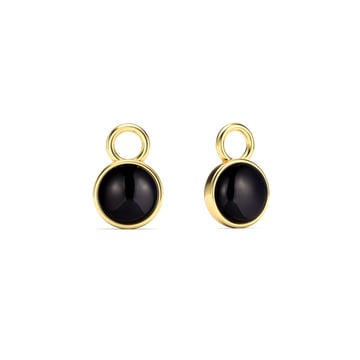 Round Petite Cabochon Mix Charms Black Onyx Gold Plated