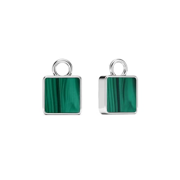 Square Mix Charms Malachite Rhodium Plated