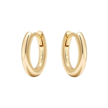 Minimal Mix Hoop Carrier Earrings in Sterling Silver Clear Gold Plated