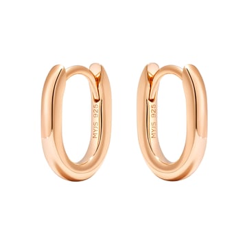 Minimal Long Mix Hoop Carrier Earrings in Sterling Silver Clear Rose Gold Plated