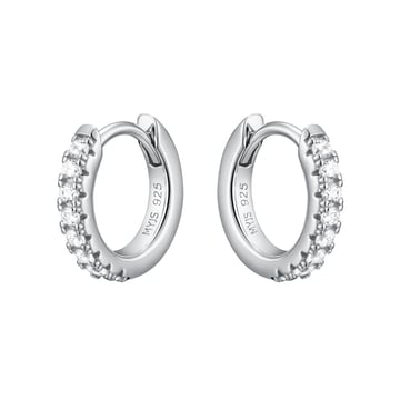 Eternity Metro Mix Hoop Carrier Earrings in Sterling Silver Clear Rhodium Plated