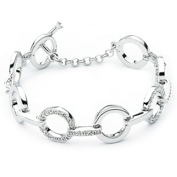 Circle Statement Bracelet Clear Crystal Rhodium Plated