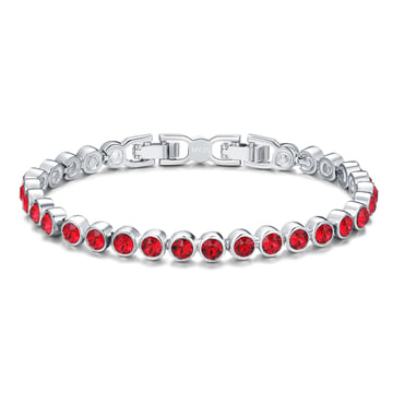 Tennis Bracelet with Scarlet Swarovski Crystal Rhodium Plated