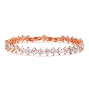 Victoria Regal Clear Cubic Zirconia Tennis Bracelet Bridal Rose Gold Plated