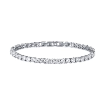 Jazz Tennis Bracelet with 4mm Clear Cubic Zirconia Bridal Rhodium Plated